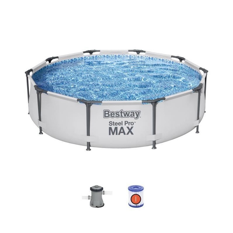 Kit Piscine hors sol tubulaire BESTWAY Steel Pro Max™ - 305 x 76 cm - Ronde (...
