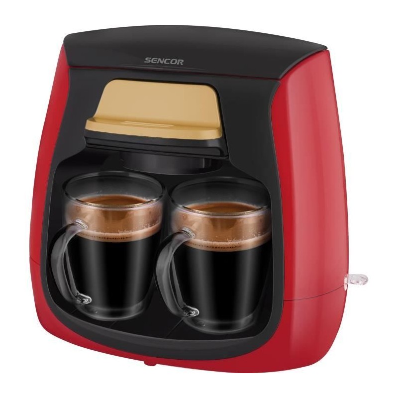 Machine a café - SENCOR - SCE 2101RD - 0,3 L - 500 W - 2 tasses incluses - Rouge
