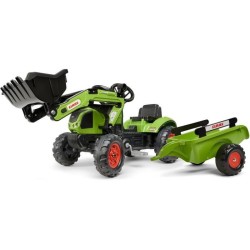 Tractopelle Claas - FALK -Volant directionnel et remorque - Vert - 100% Fabri...