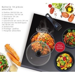 Batterie de cuisine - Tous feux dont induction - ART & CUISINE - AC1824 - Alu...