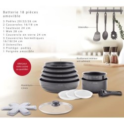Batterie de cuisine - Tous feux dont induction - ART & CUISINE - AC1824 - Alu...