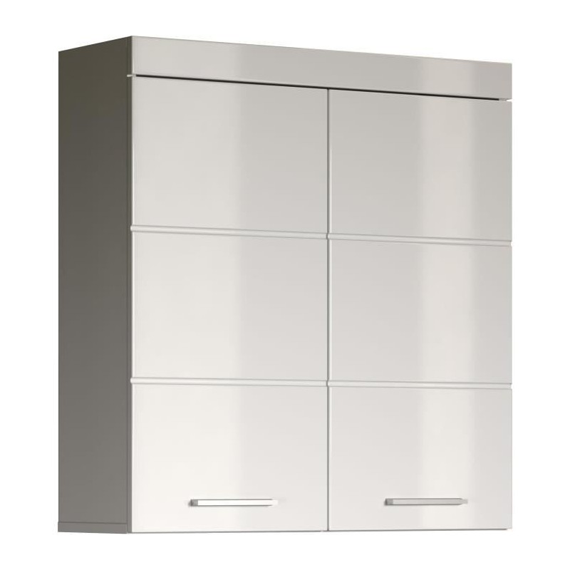 Meuble de salle de bain Rangement haut - 2 portes - Blanc - L 73 x P 23 x H 7...