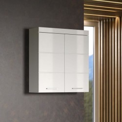 Meuble de salle de bain Rangement haut - 2 portes - Blanc - L 73 x P 23 x H 7...