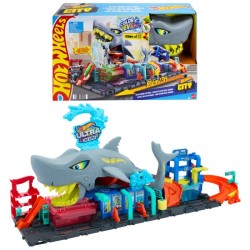 Hot Wheels City-Station de Lavage Requin-Coffret voiture Color Reveal