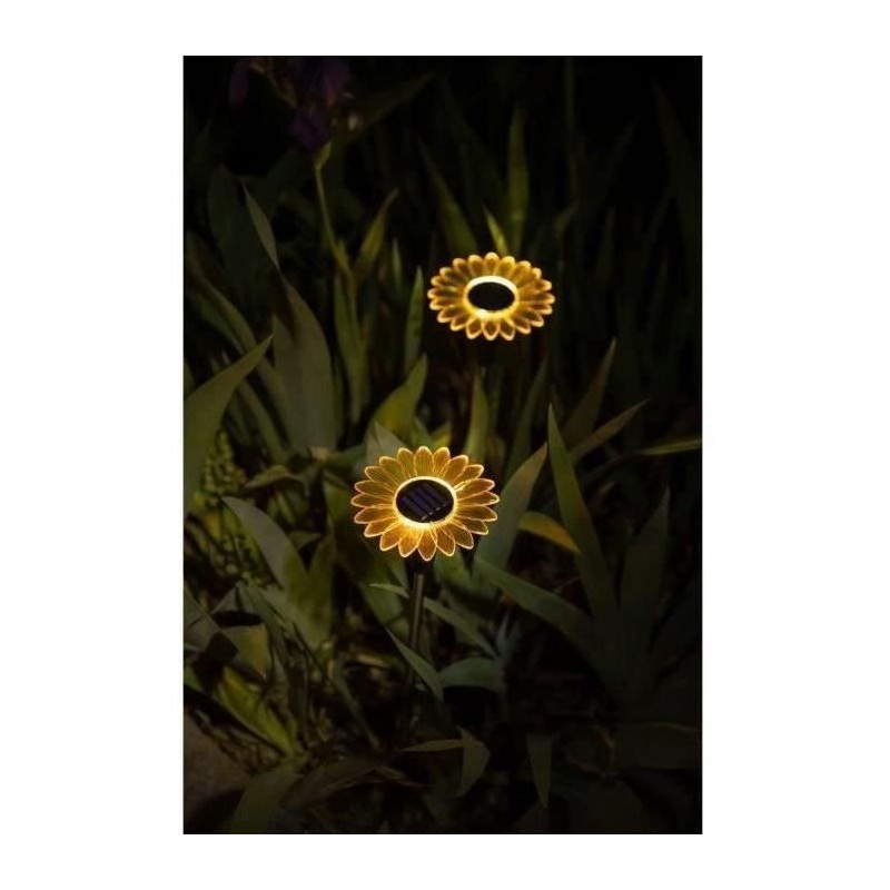 Decoration lumineuse solaire GALIX G4460 - Forme Tournesol - H44cm