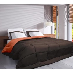 CALGARY - Couette Chaude Microfibre 400gr/m² - Chocolat & Corail -  140 x 200 cm