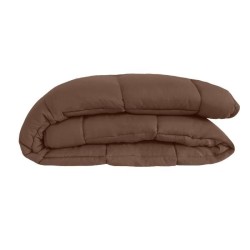 CALGARY - Couette Chaude Microfibre 400gr/m² - Chocolat & Corail -  140 x 200 cm