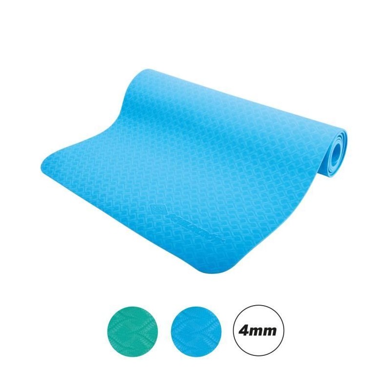 Tapis de yoga - FITNESS - SCHILDKRÖT - 183 x 61 cm - 4 mm - Sac inclus - Bleu...