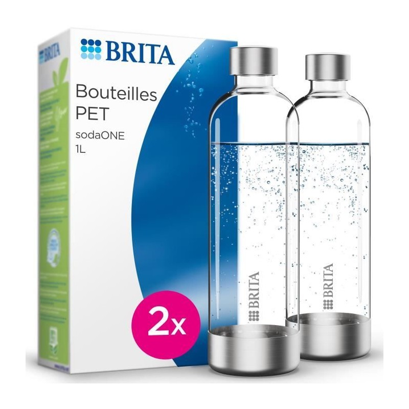 Pack 2 Bouteilles BRITA - Pour machine SodaONE - Capacité 1L - PET
