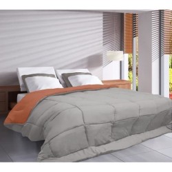 CALGARY - Couette Chaude Microfibre 400gr/m²  - Galet & Gingembre - 200 x 200 cm
