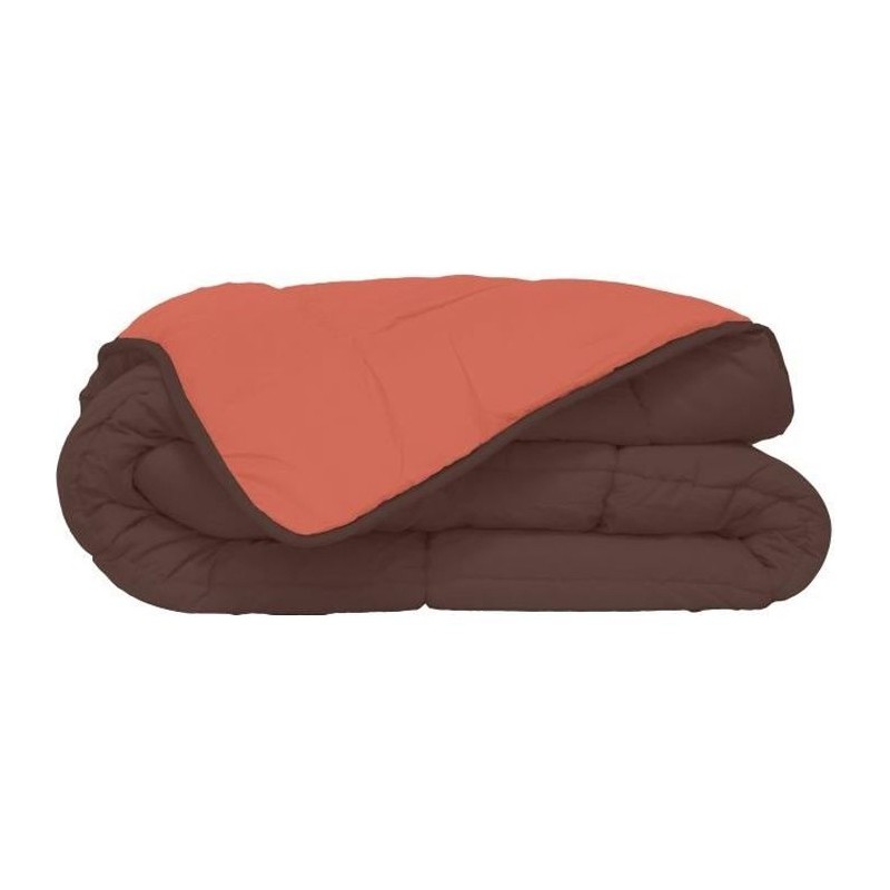 Couette chaude en microfibre 220x240 cm Chocolat & Corail