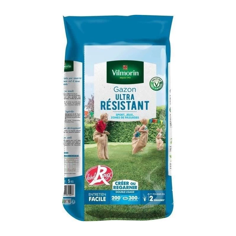 VILMORIN Semences de gazon ultra-résistant Label Rouge - 5 kg