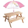 Table pique-nique Licorne en pin avec parasol - FUN HOUSE - H.53 x l.95 x P.7...