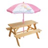 Table pique-nique Licorne en pin avec parasol - FUN HOUSE - H.53 x l.95 x P.7...