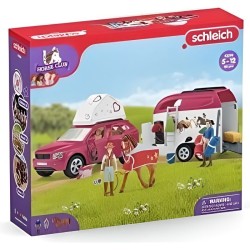 Voyage en voiture avec remorque pour chevaux, Coffret figurines