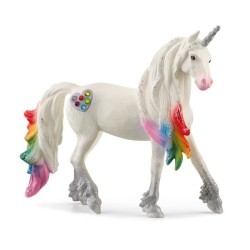 Figurine Licorne arc-en-ciel mâle, Jouet détaillé et réaliste,