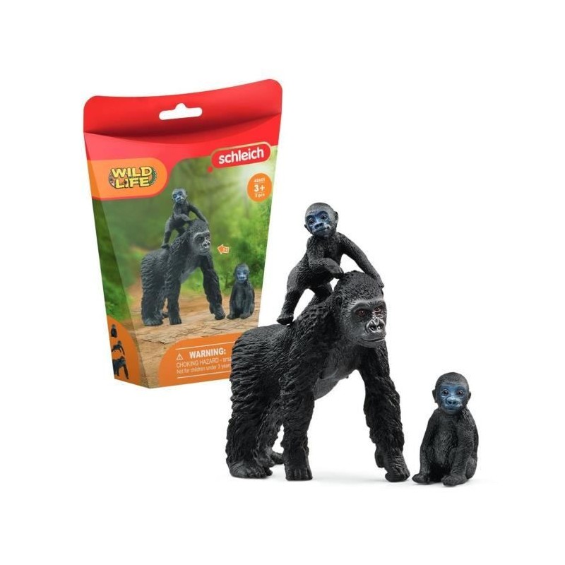 Figurine famille de Gorilles des Plaines, avec 1 maman gorille et ses