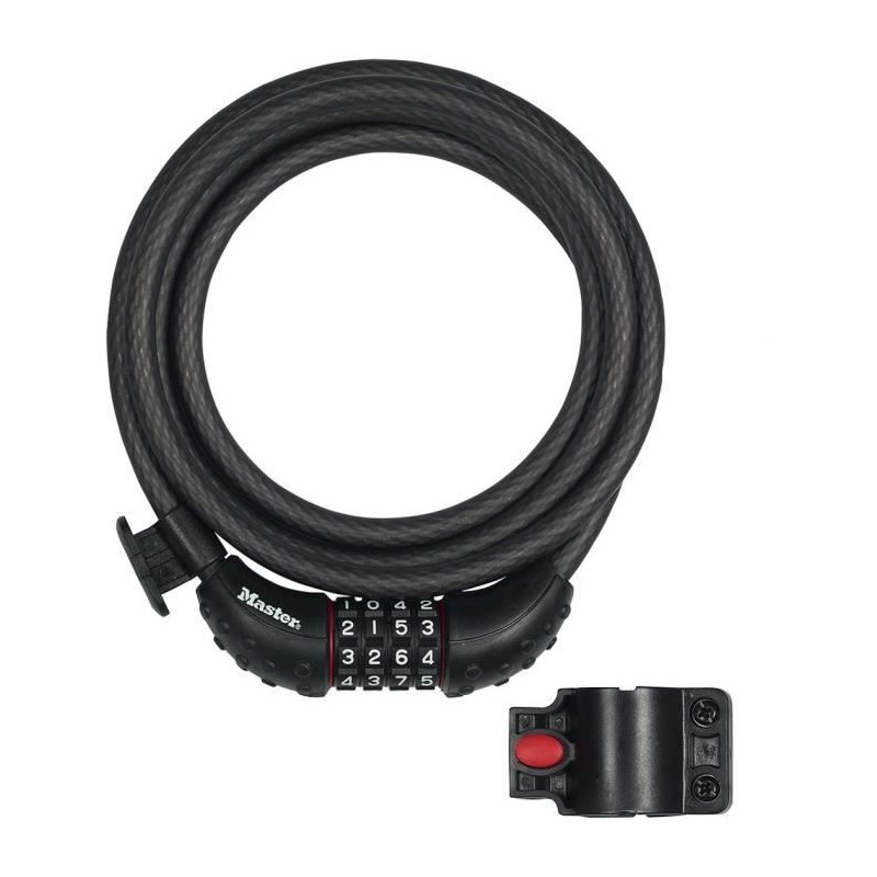 Antivol pour vélo - MASTER LOCK - 8120EURDPRO - Câble torsadé en acier - 1,8 ...