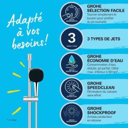 Pommeau de douche - GROHE Vitalio Comfort 110 26397001 - 2 jets (Pluie/Stimul...