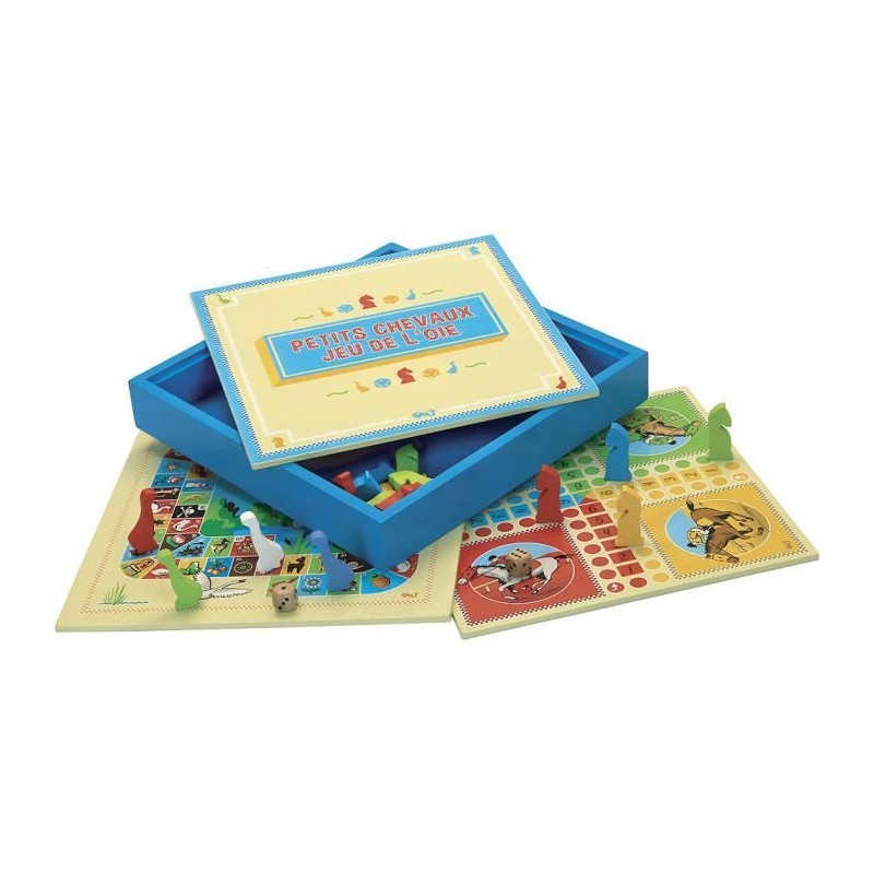 L'arbre a jouer - 66310 - jeux des petits chevaux et oie - coffret en bois