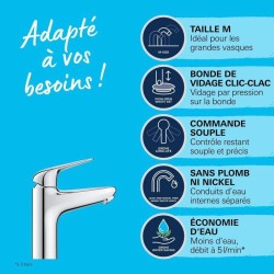 Mitigeur monocommande lavabo - GROHE Swift - 24326001 - Chromé - Taille M - E...