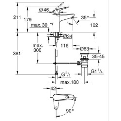 Mitigeur monocommande lavabo - GROHE Swift - 24328001 - Chromé - Taille M - O...