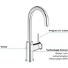 Mitigeur monocommande Lavabo - GROHE - Taille L - Chromé - Pivotant - Economi...