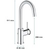 Mitigeur monocommande Lavabo - GROHE - Taille L - Chromé - Pivotant - Economi...