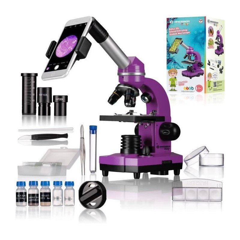 Microscope étudiant BIOLUX SEL - BRESSER JUNIOR - grossissement 40x-1600x - k...