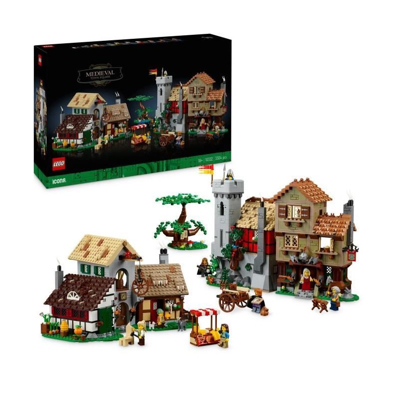 LEGO Icons 10332  La place de la ville médiévale - Décoration d'intérieur pou...
