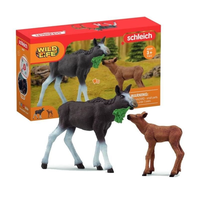 Figurines Élan Femelle avec Veau, animaux sauvages, Schleich 42629