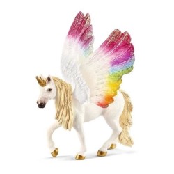 Figurine Licorne ailée arc-en-ciel, Multicolore, 16 x 15 x 18 cm -