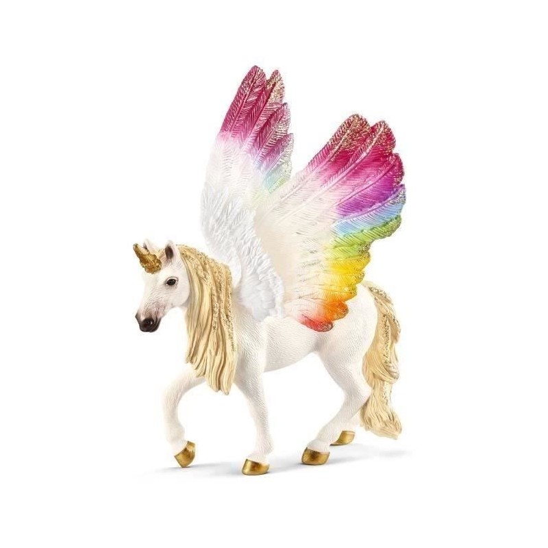 Figurine Licorne ailée arc-en-ciel, Multicolore, 16 x 15 x 18 cm -
