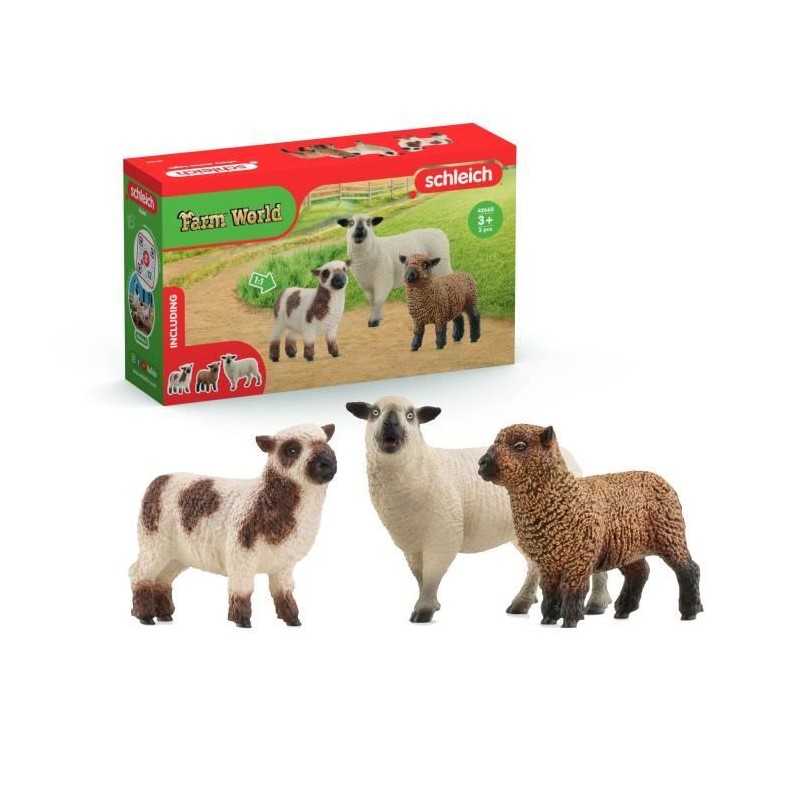 Figurine Trio de moutons, pour enfants des 3 ans,  5 x 19 x 11 cm -