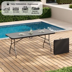 Table de réception pliante - TERRANOVA - Noir - Structure en acier et Plateau...