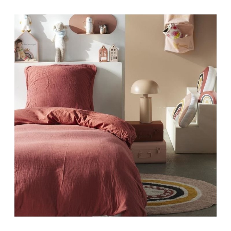 Parure de lit - TODAY - 123334 - 1 personne - 140x200 cm - Gaze de coton unie...