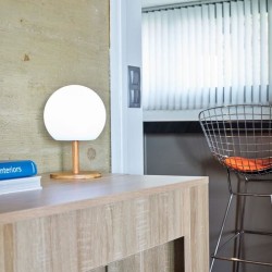 Lampe de table sans fil LUMISKY - pied en bambou extensible - LED blanc chaud...