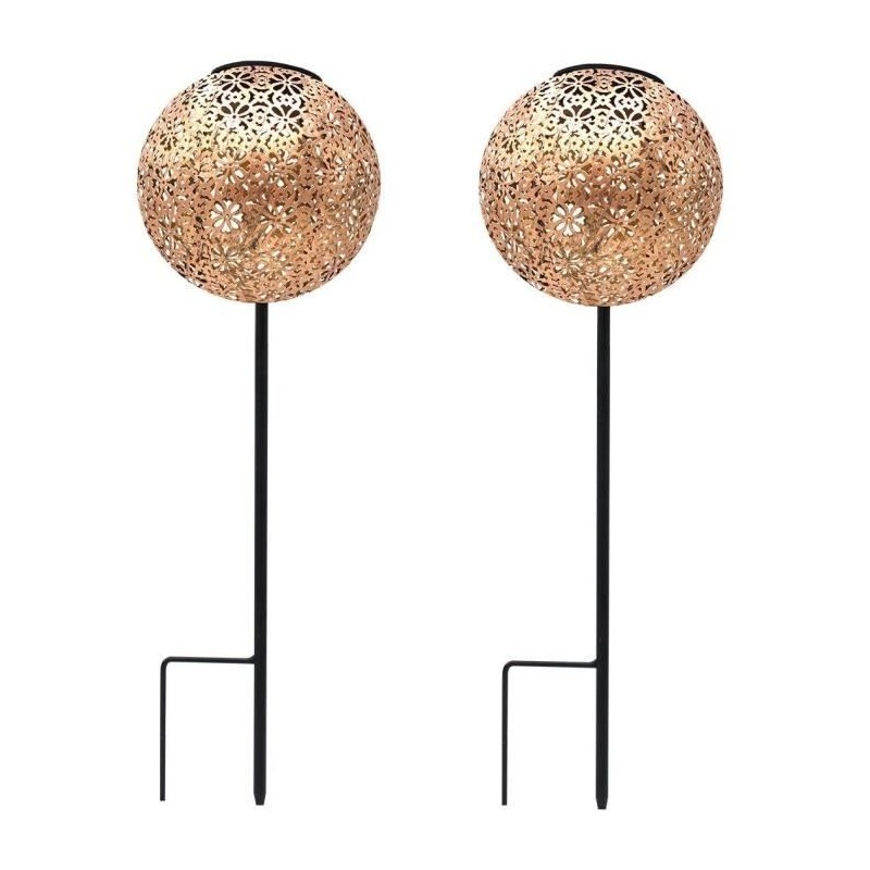 Lot de 2 balises solaires a planter - LUMISKY - AGADIR - H45 cm - Style orien...