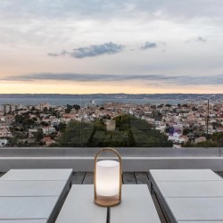 Lanterne extérieure LED Woody - LUMISKY - Blanc - Design scandinave - Poignée...