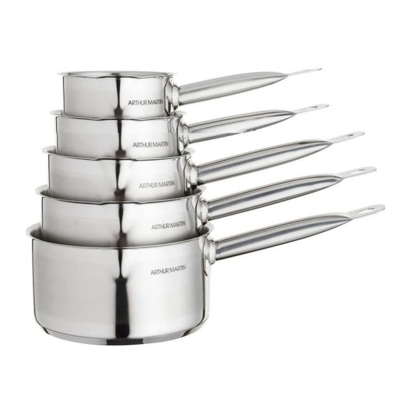 ARTHUR MARTIN Set de de 5 Casseroles - Acier inoxydable - Intérieur satiné av...