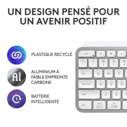 Clavier - Sans fil - Logitech - MX Keys S - AZERTY -Gris pâle
