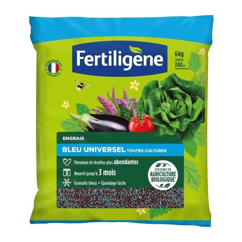 FERTILIGENE FBLEUBIO6 - Engrais Bleu Universel 6 kg - Floraison et récoltes a...