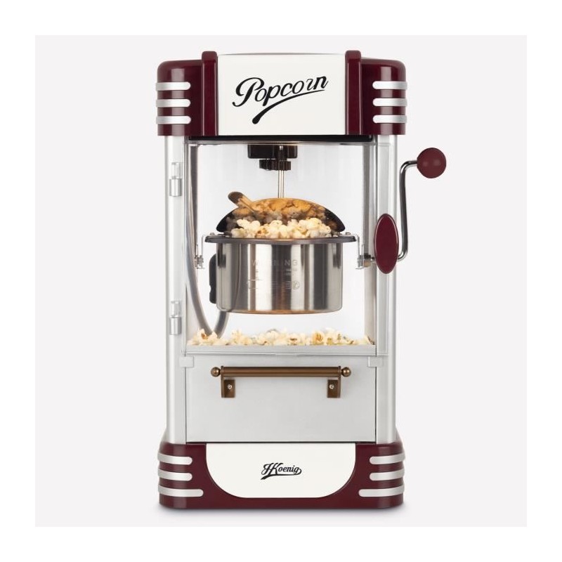 Machine a popcorn HKoeNIG - POP330 - Design retro - Capacité 50g - Lumiere in...