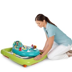BRIGHT STARTS Trotteur bébé pliable- Safari- Jouets interactifs, Hauteur Régl...