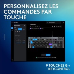 Clavier gamer - Filaire - Logitech G - G915 X - AZERTY - Switch tactile - Noir