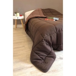 CALGARY - Couette Chaude Microfibre 400gr/m² - Choco & Moka - 200 x 200 cm