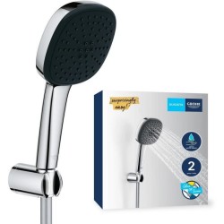 Ensemble de douche avec pommeau 2 jets, support et flexible - GROHE Vitalio C...