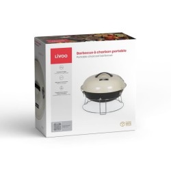 Barbecue a charbon portable - LIVOO - DOC301 - ø34 cm - Grille chromé - Haute...