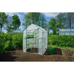 Serre de Jardin - NATURE - H195 x 143 x 143 - 2 étageres - PE armé 140 g/m² -...
