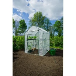 Serre de Jardin - NATURE - H195 x 143 x 143 - 2 étageres - PE armé 140 g/m² -...